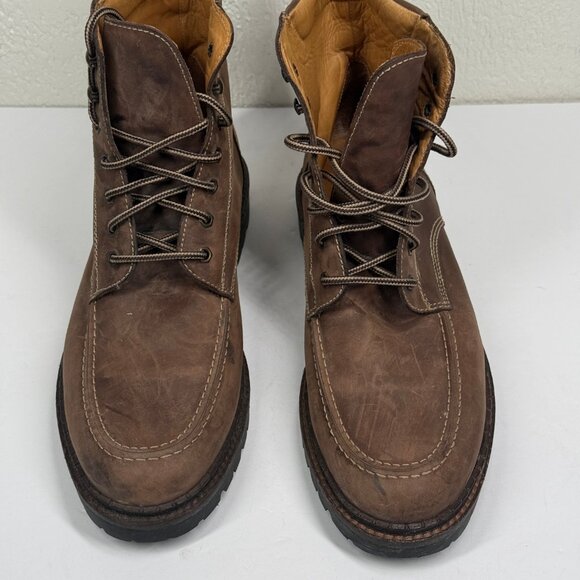J.Crew Boots Moc Toe Rugged Brown Leather Lace-Up Workwear Size 10H - Picture 2 of 8